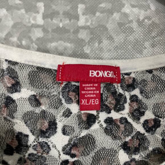 Bongo Junior's Leopard Print Sheer Overlay Crop Top - Size XL - Y2K Style Animal - Picture 4 of 6